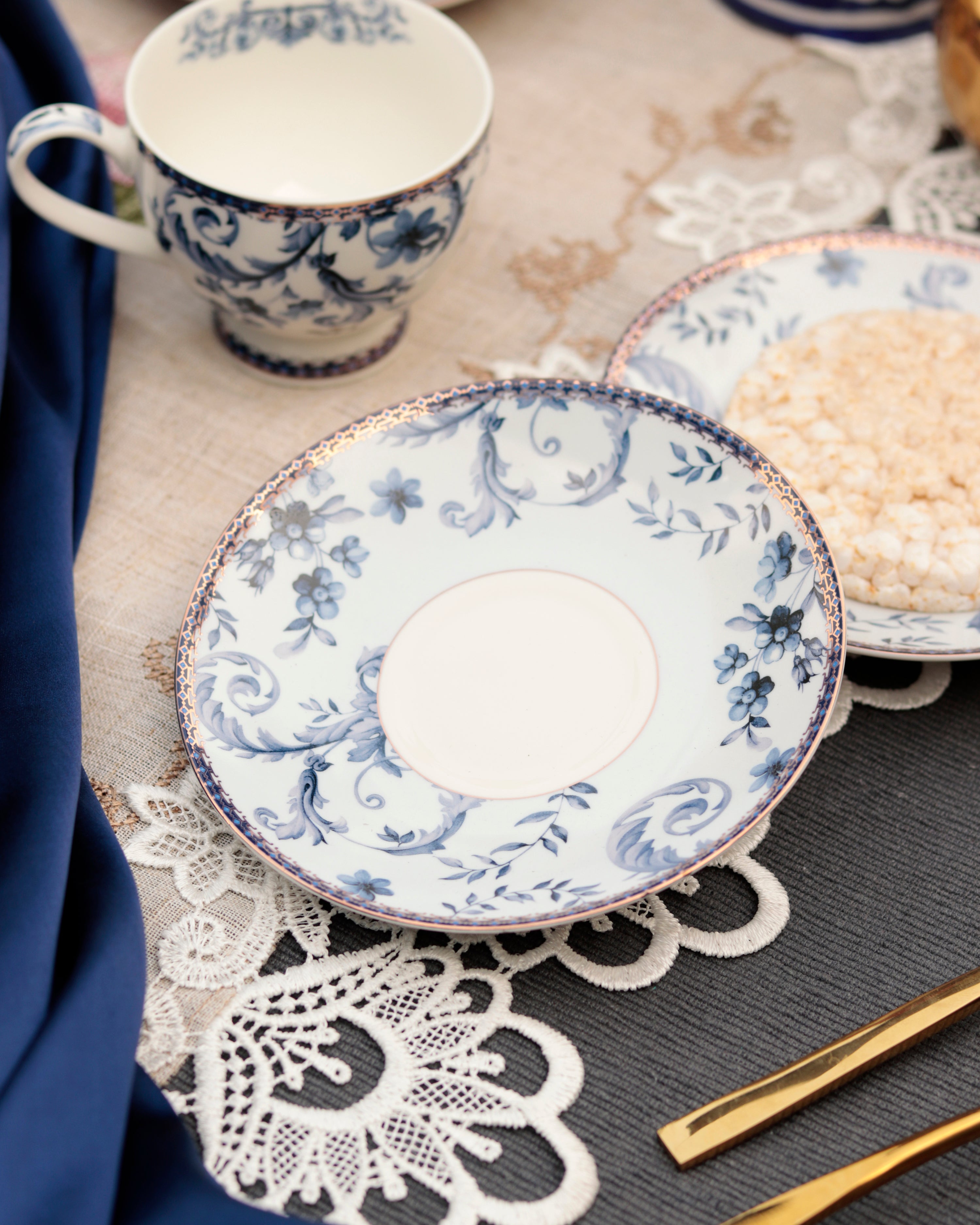Midnight Blue Cup and Saucer Set (6 Cups and 6 Saucers)