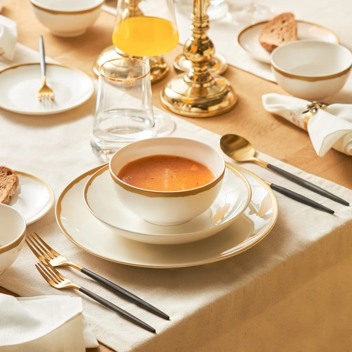 Elenco 30-Piece Porcelain Dinner Set for People, White Multi