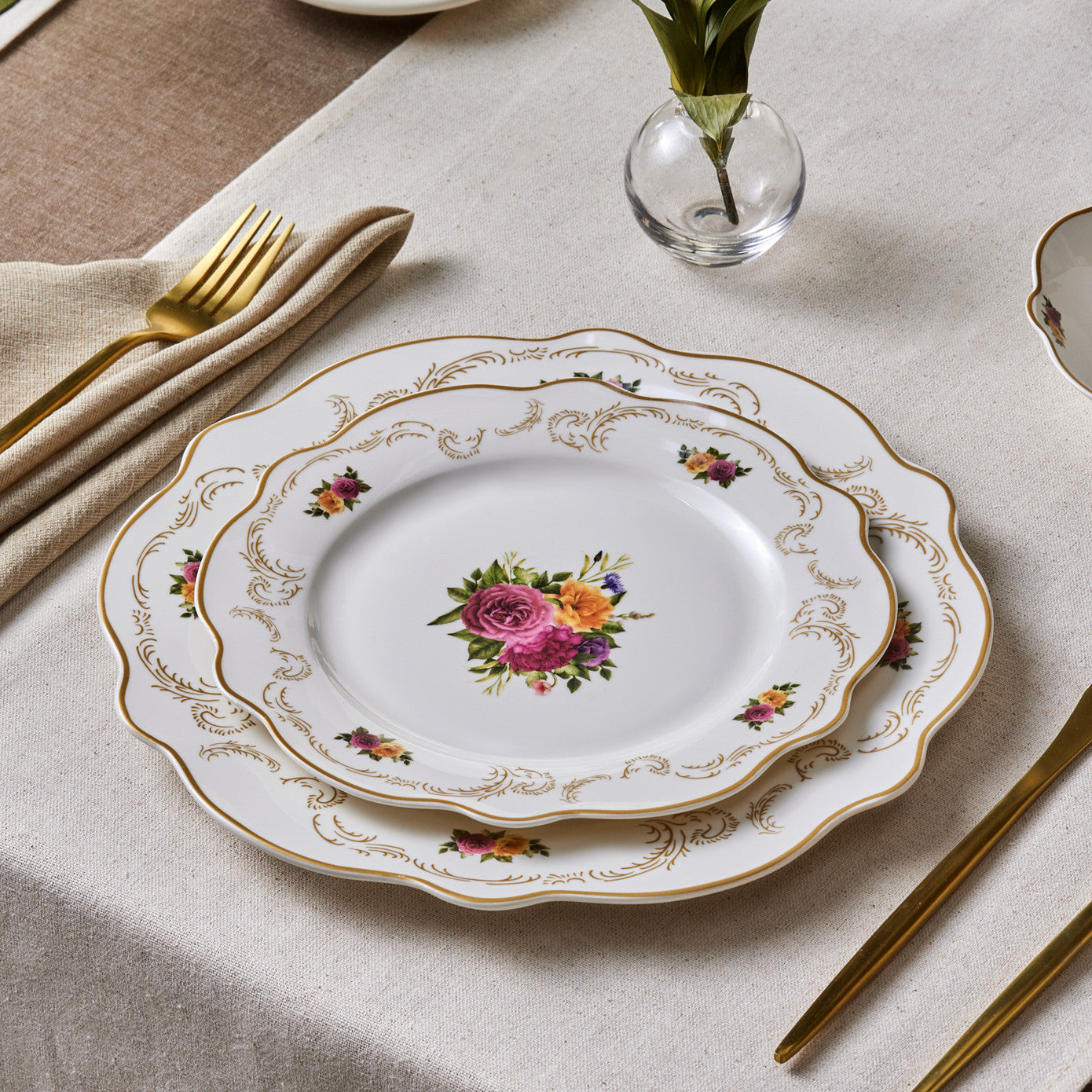 Forever Bone China Antique 24-Piece Dinner Set for 6 People